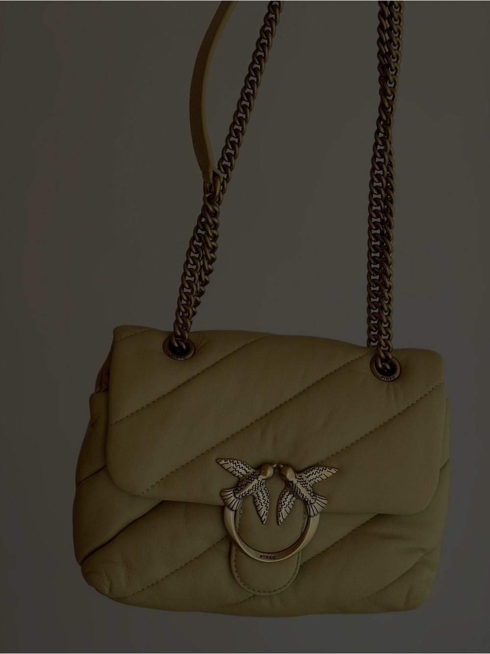 Pinko Love Bag Beige Leather Crossbody